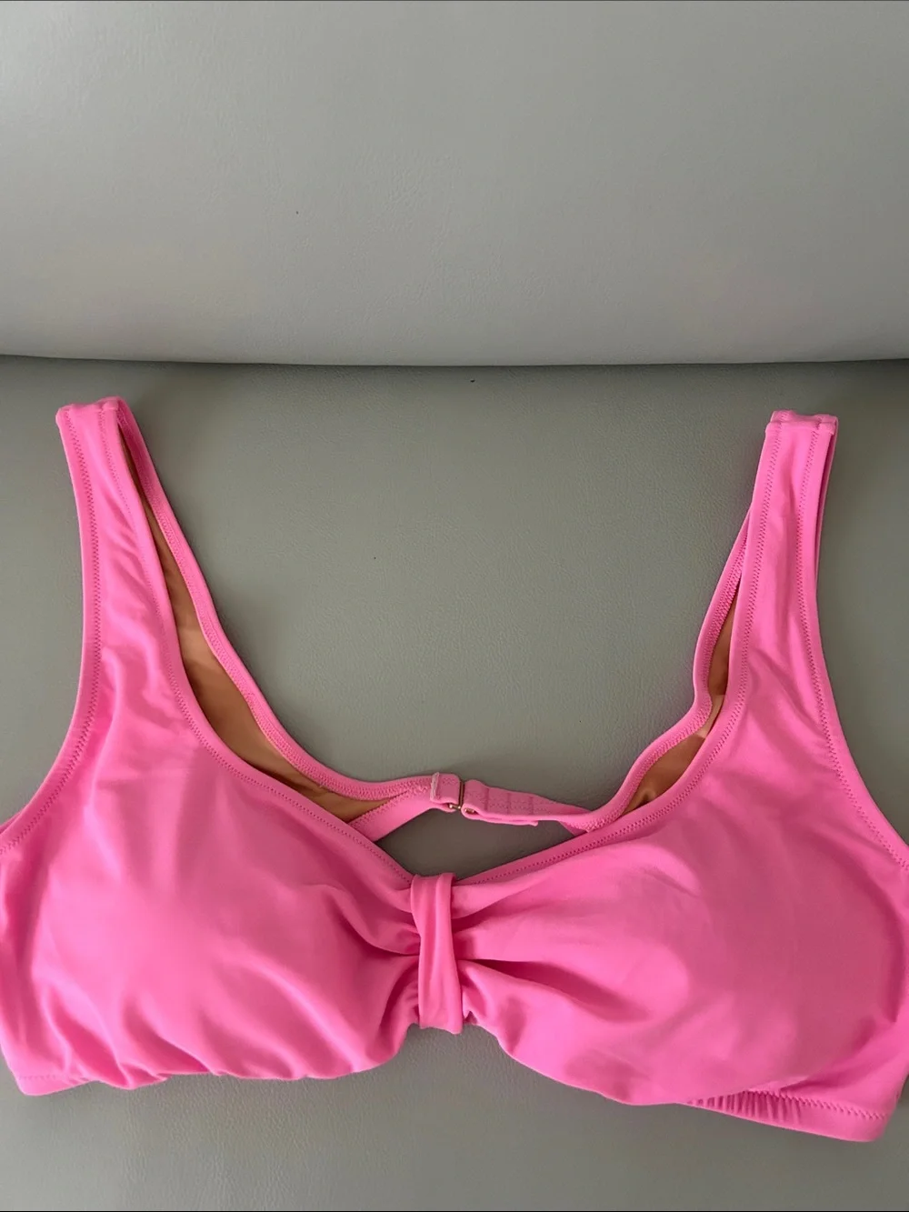 J. Crew NWT Bright Pink Knot-Front Bandeau Swim Top